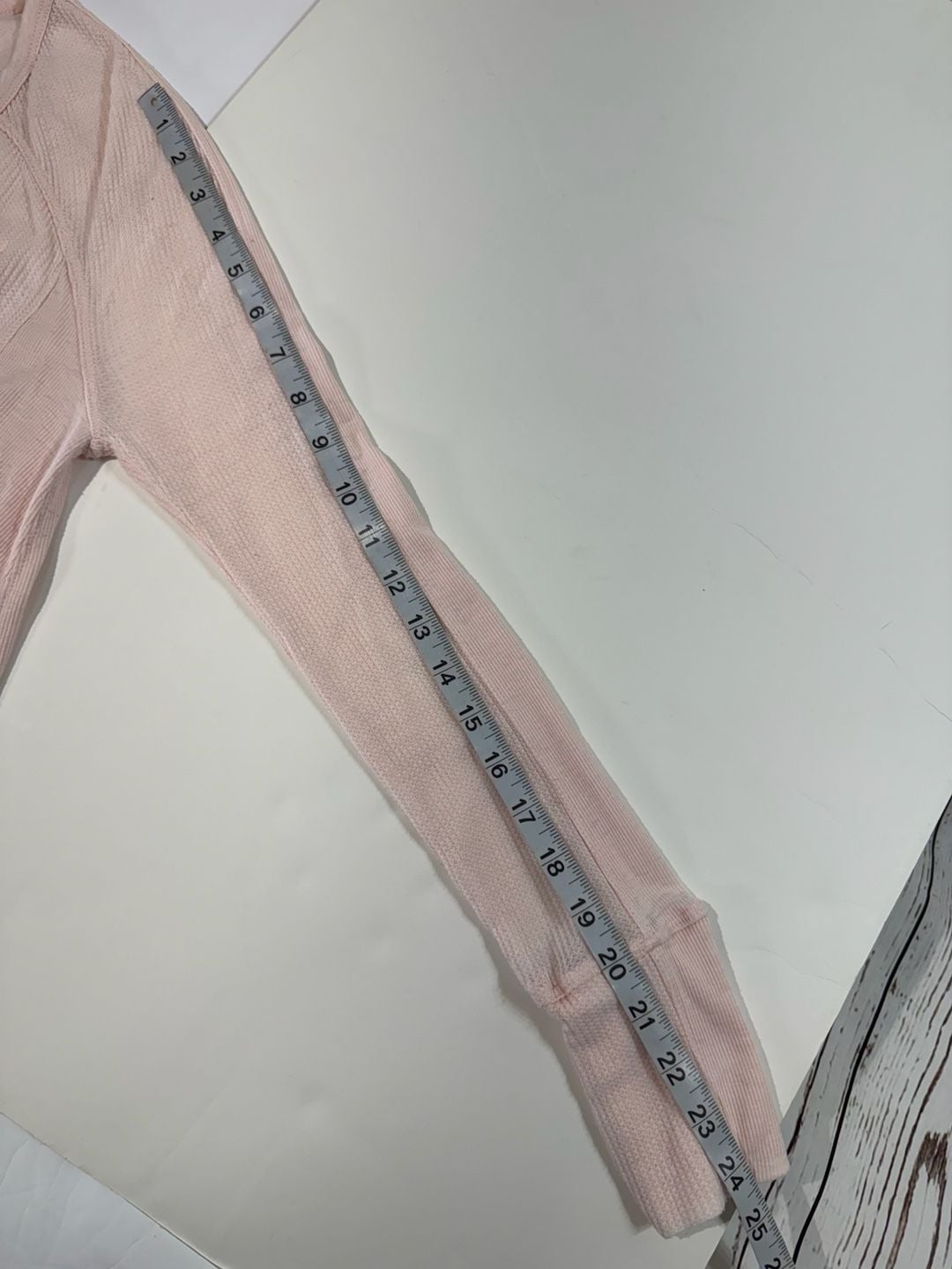 GreenTea Giddy Pink Mineral Wash Thermal Long Sleeve Top Size S 8
