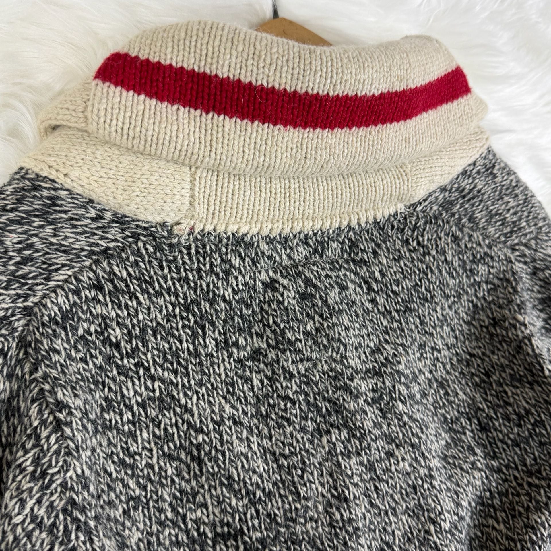 Roots Canada Cardigan Size S Shawl Collar Grey Wool Blend Knit Sweater 9