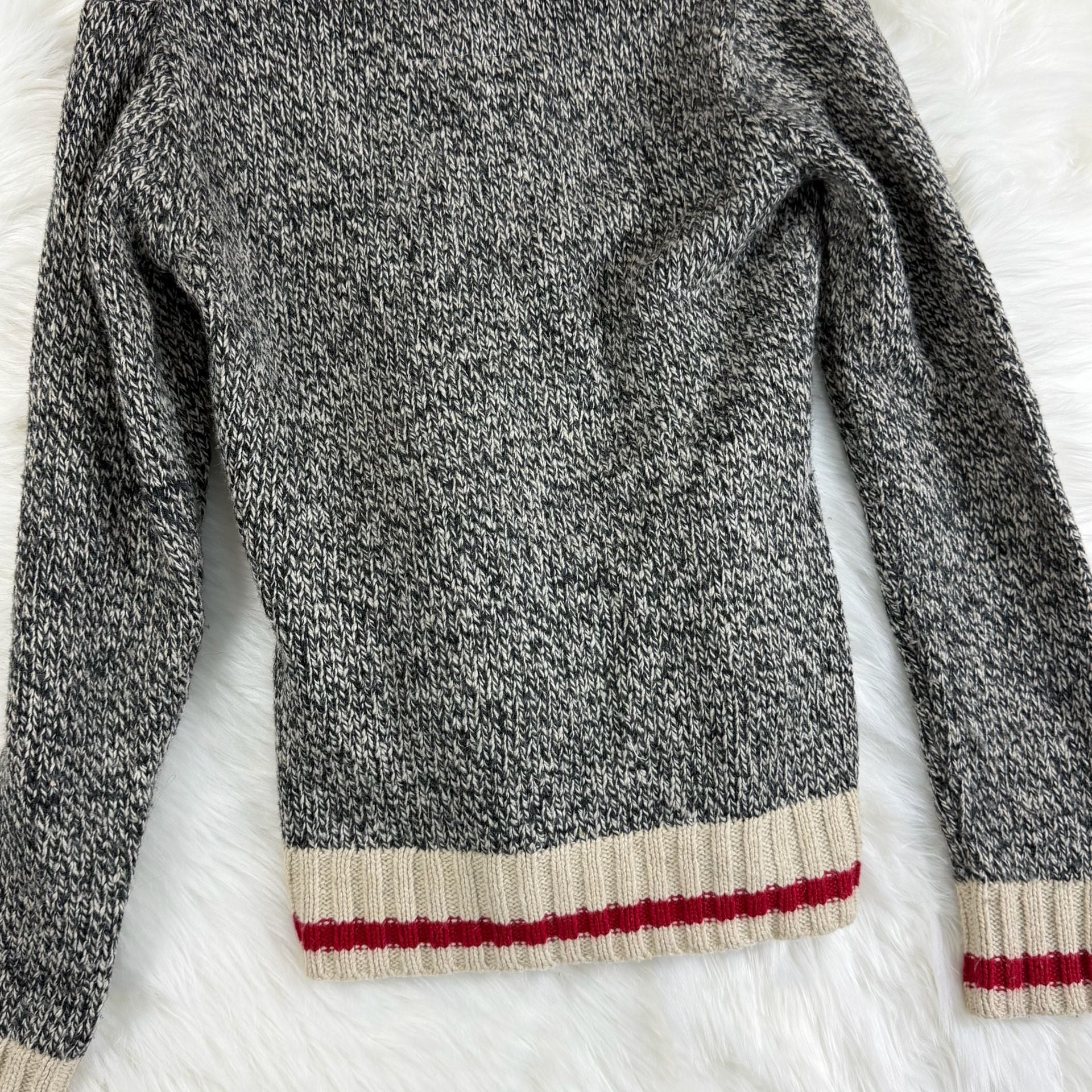Roots Canada Cardigan Size S Shawl Collar Grey Wool Blend Knit Sweater 10