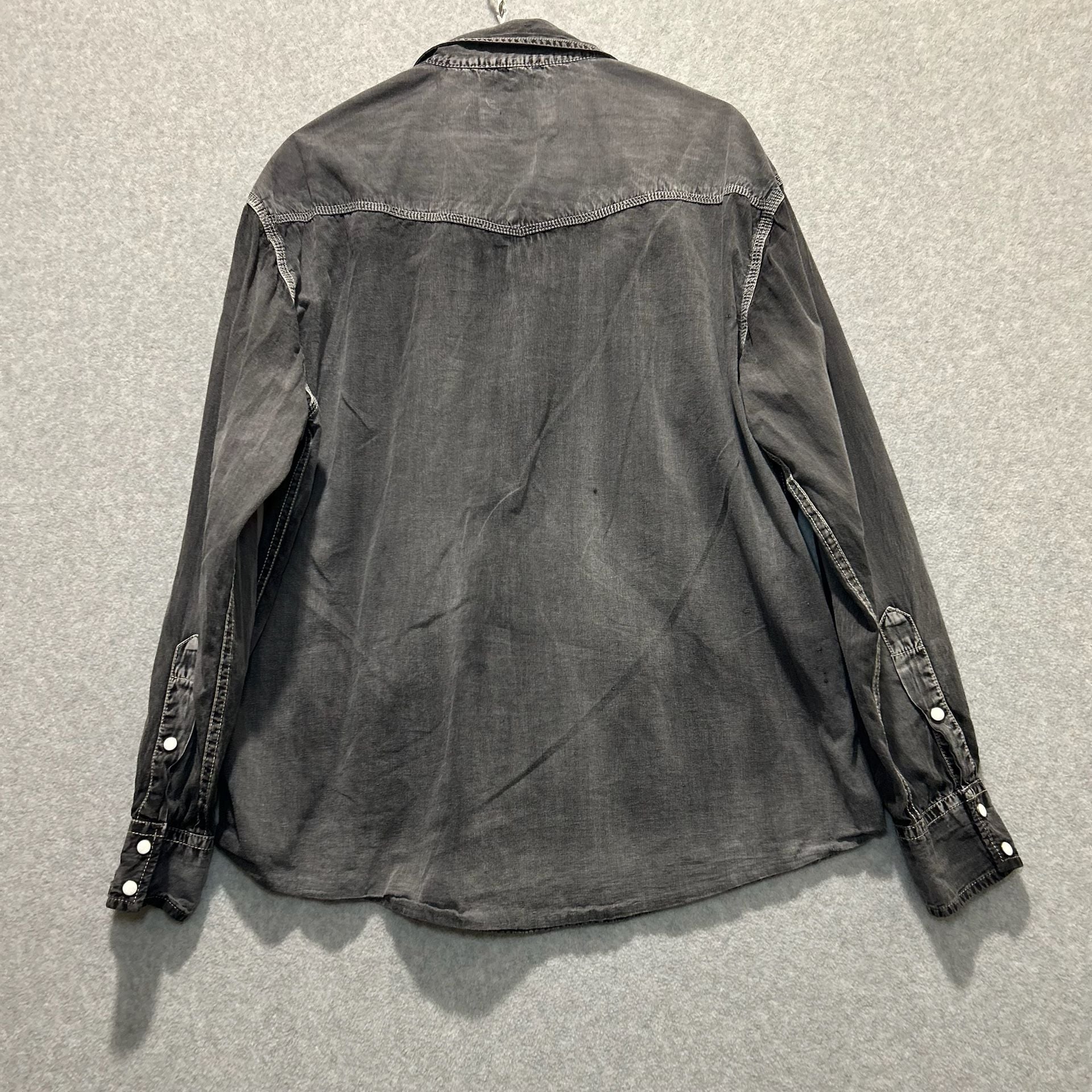 Rafter C Cowboy Men’s Faded Black Pearl Snap Long Sleeve Western Shirt, Size L 10