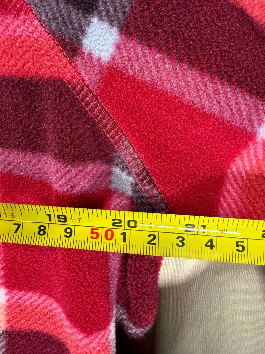 Eddie Bauer Fleece 1/4 Zip Pullover W Size XL Red Plaid Mock Neck 3
