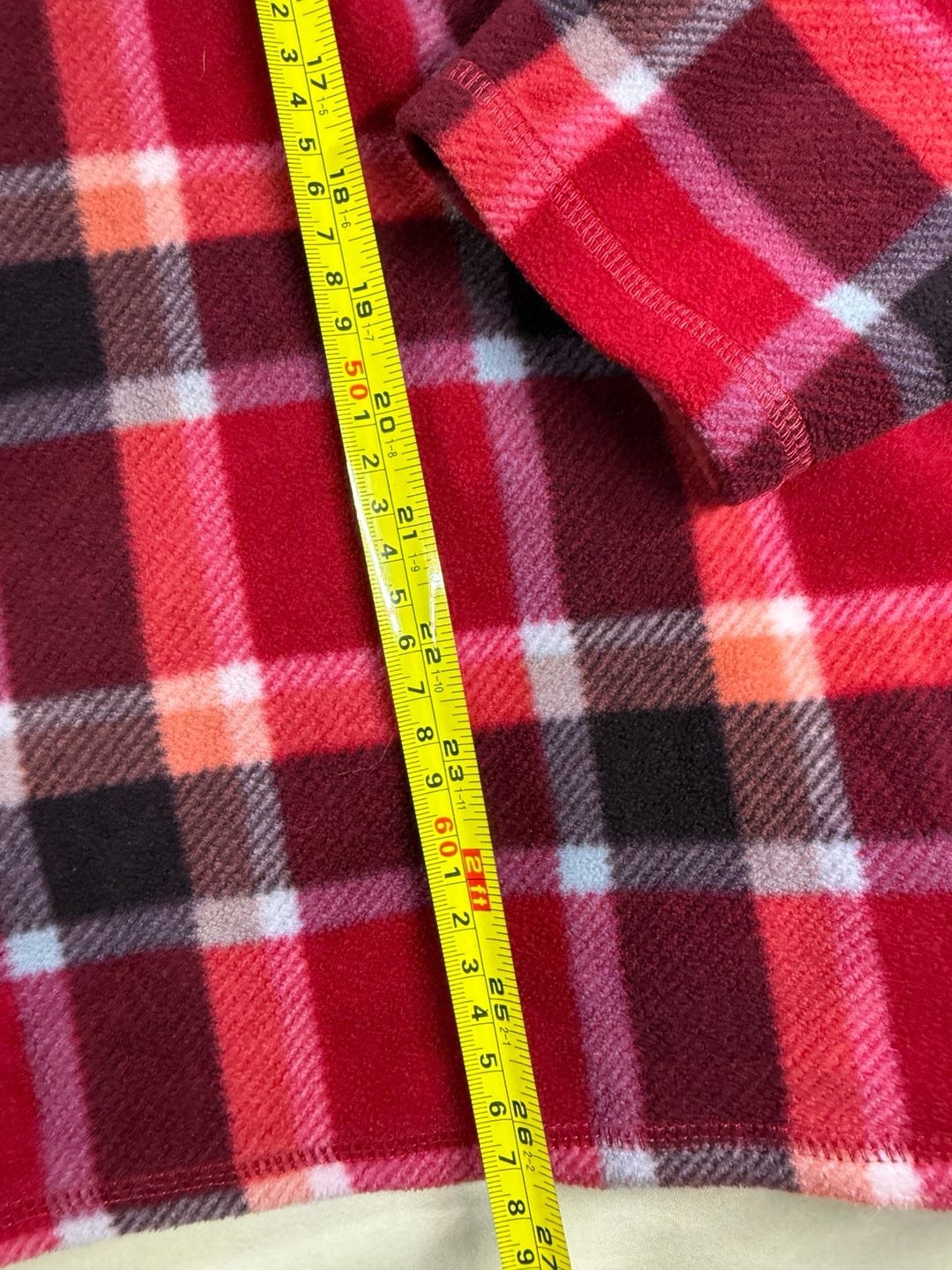 Eddie Bauer Fleece 1/4 Zip Pullover W Size XL Red Plaid Mock Neck 4