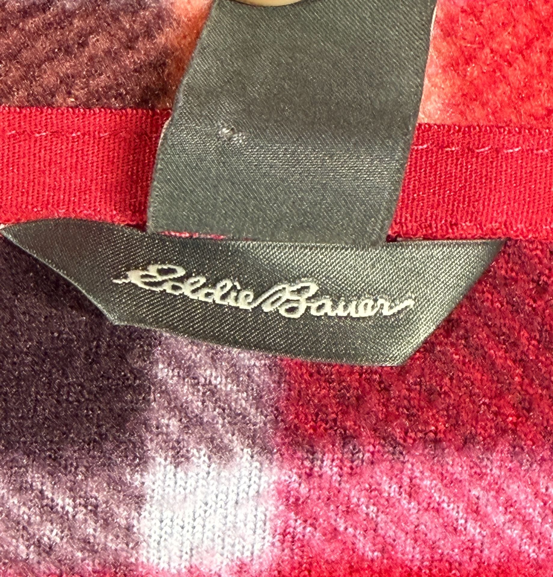 Eddie Bauer Fleece 1/4 Zip Pullover W Size XL Red Plaid Mock Neck 7