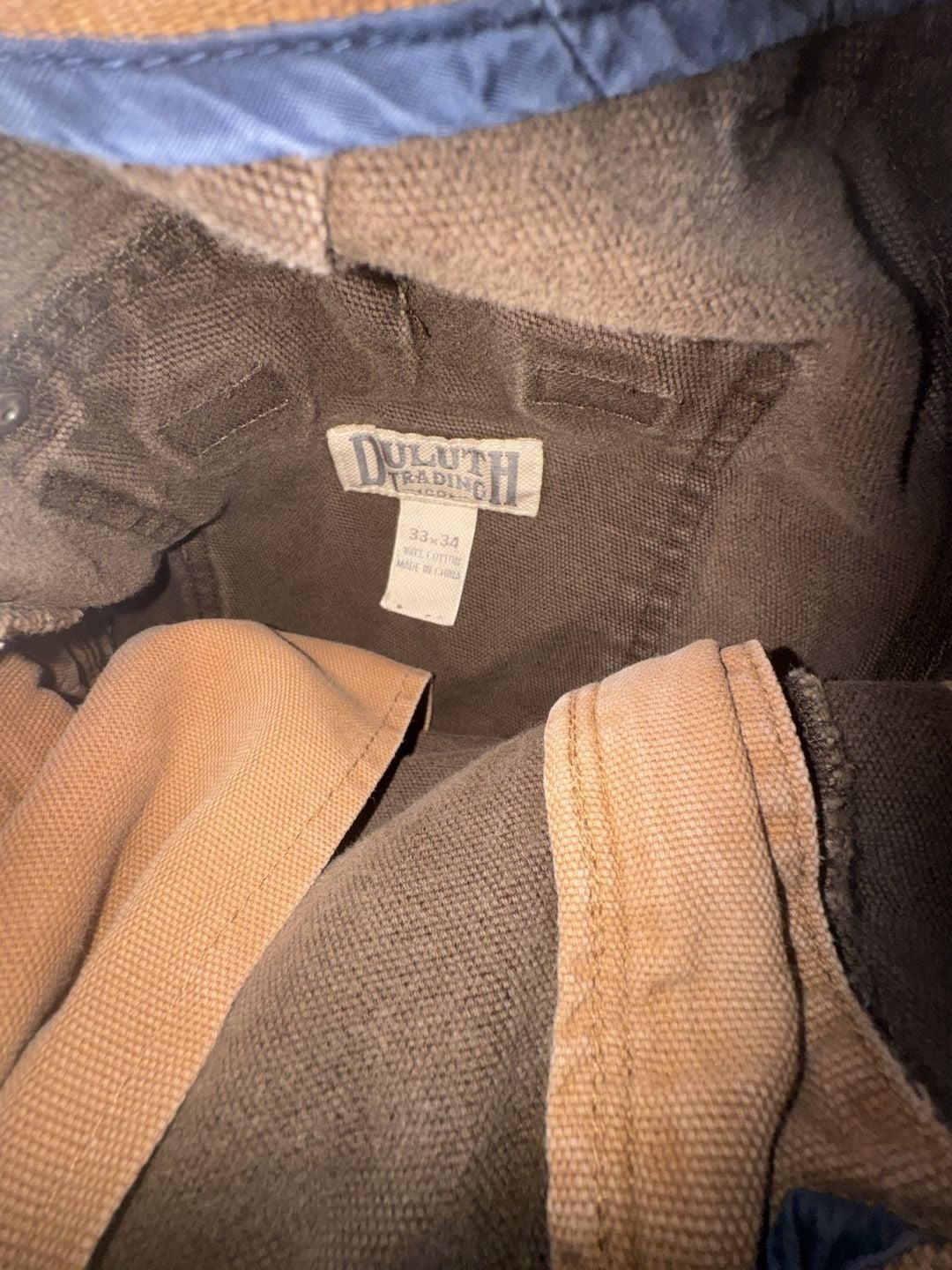 Duluth Trading Co Cargo Work Pants Size 33x34 Brown Distressed Workwear Menswear Utility 3