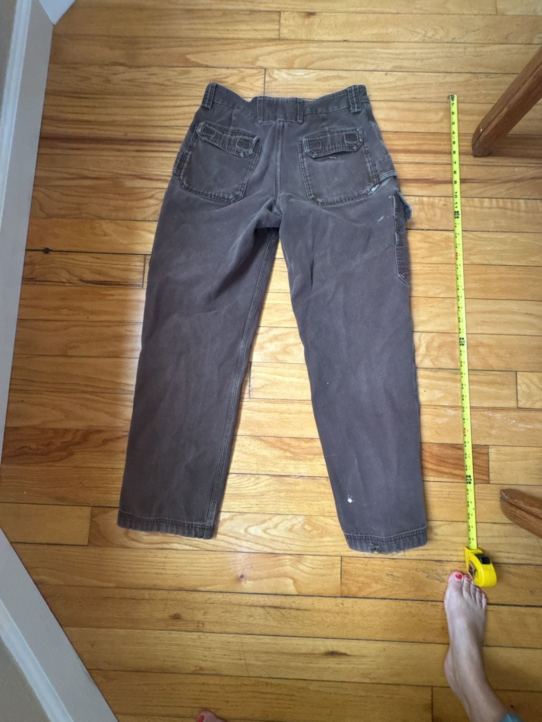Duluth Trading Co Cargo Work Pants Size 33x34 Brown Distressed Workwear Menswear Utility 4