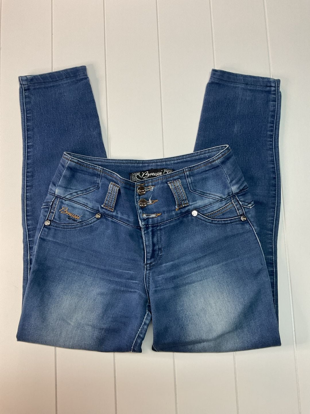 Brussi Skinny Jeans Size 10 Blue High Waisted Butt Lift Denim 2