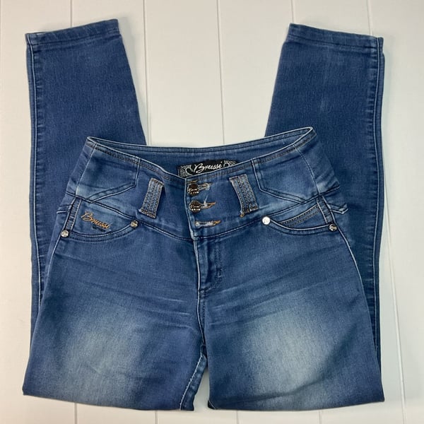 Brussi Skinny Jeans Size 10 Blue High Waisted Butt Lift Denim