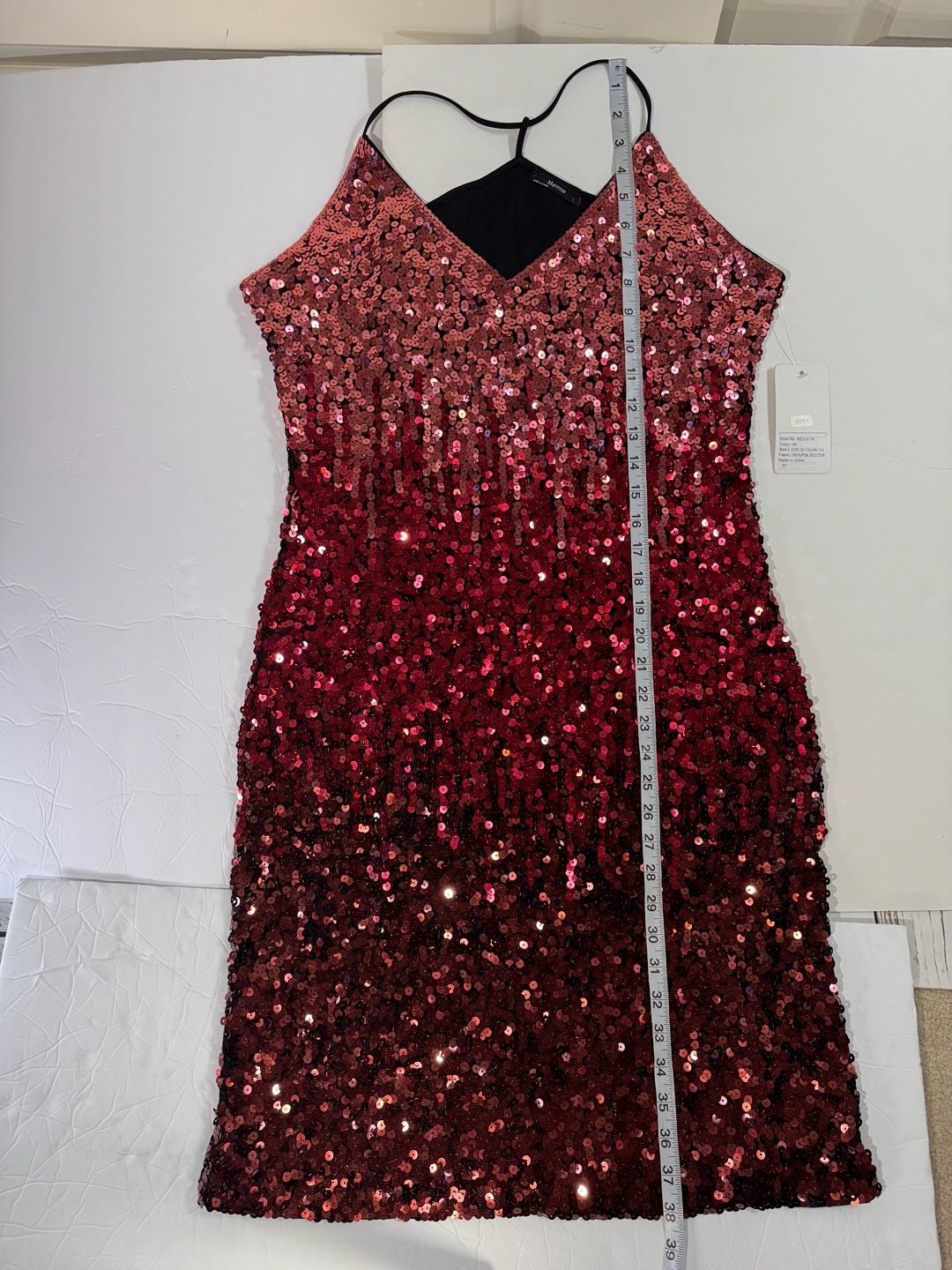 Metme Ombre Sequin Bodycon Dress with Spaghetti Straps - Large 4