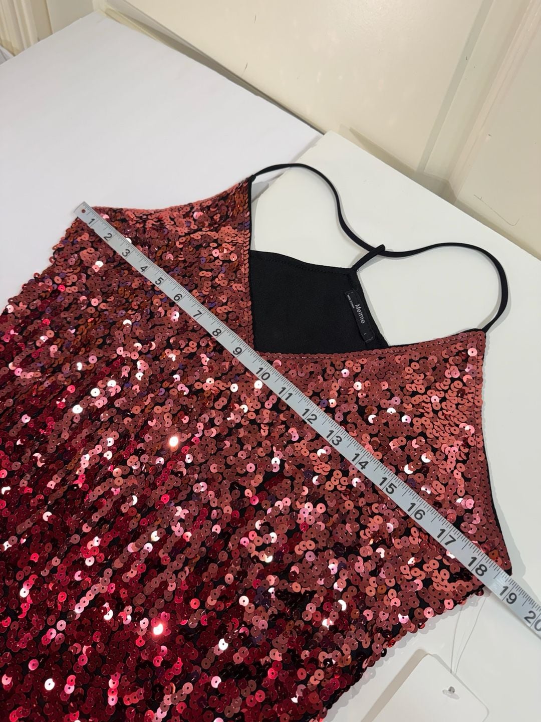Metme Ombre Sequin Bodycon Dress with Spaghetti Straps - Large 5