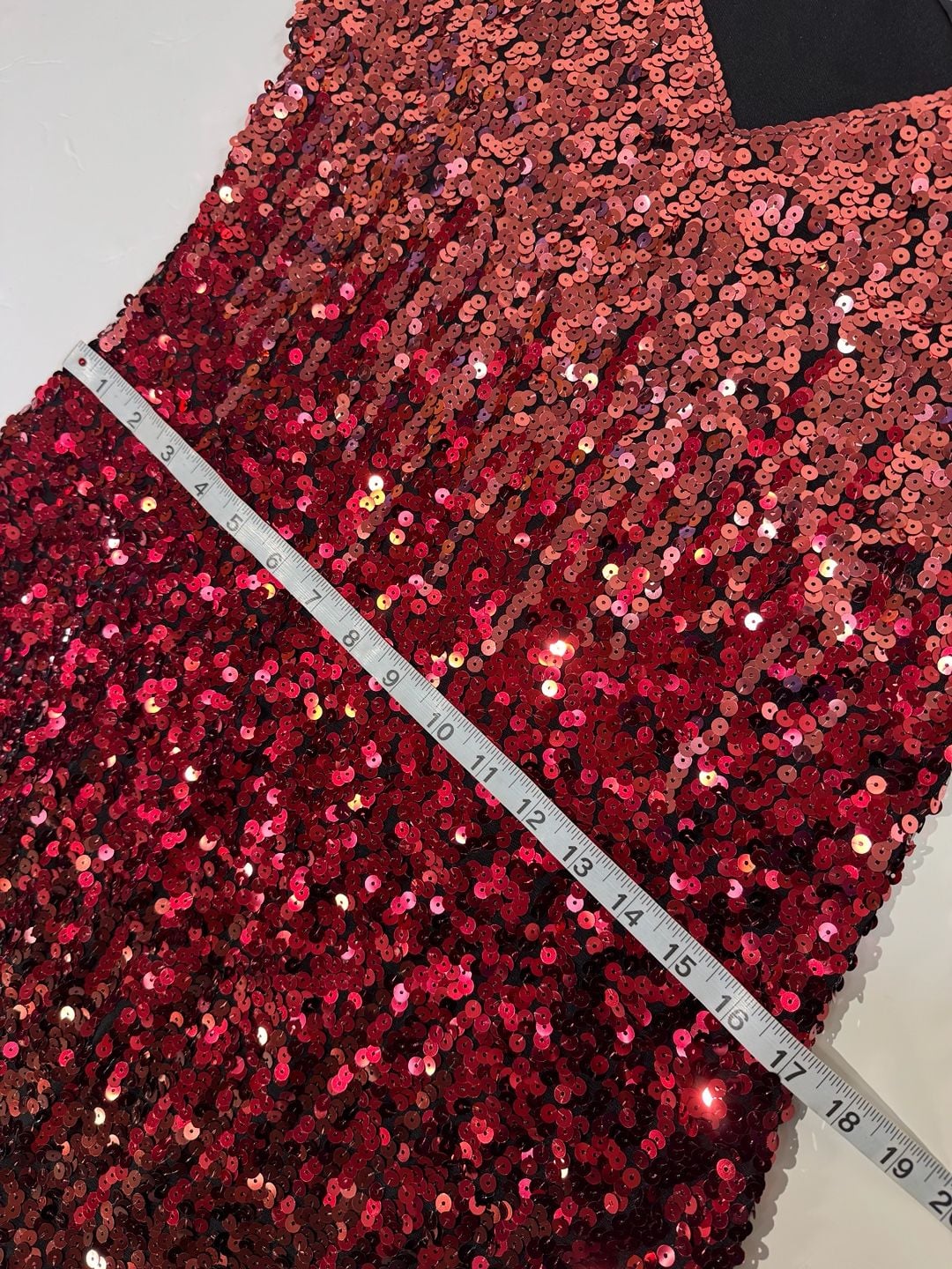 Metme Ombre Sequin Bodycon Dress with Spaghetti Straps - Large 7
