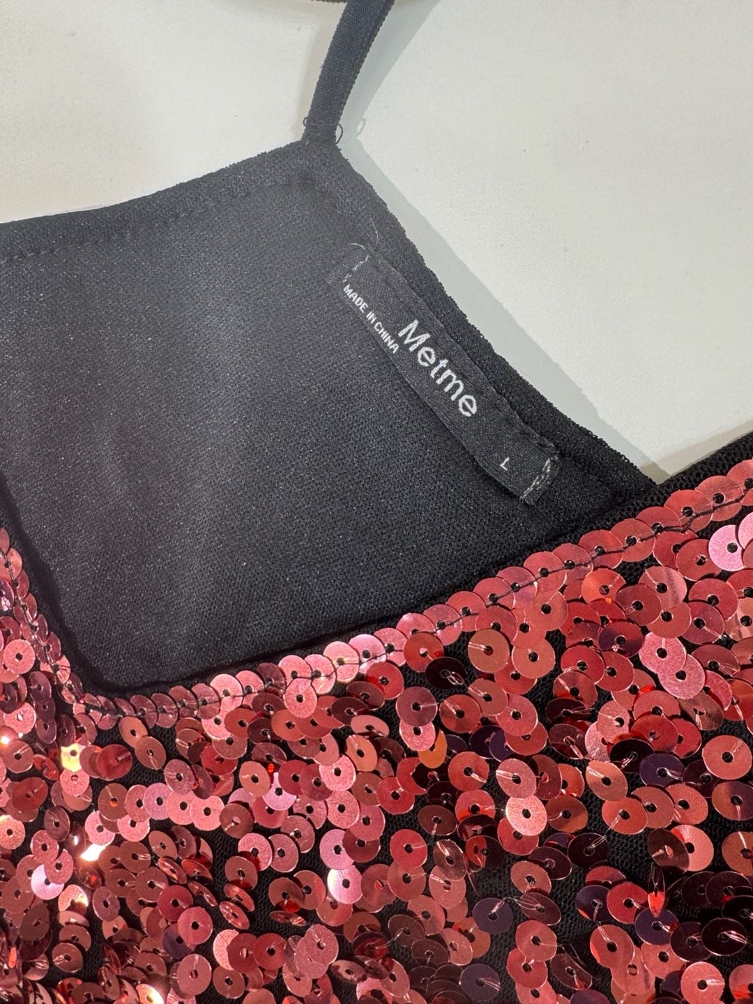 Metme Ombre Sequin Bodycon Dress with Spaghetti Straps - Large 8