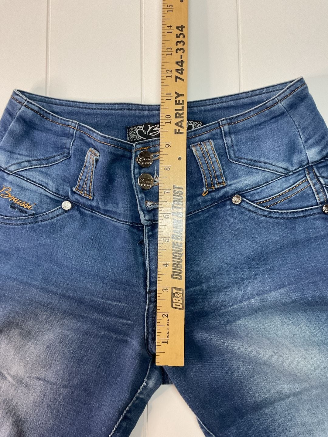 Brussi Skinny Jeans Size 10 Blue High Waisted Butt Lift Denim 8