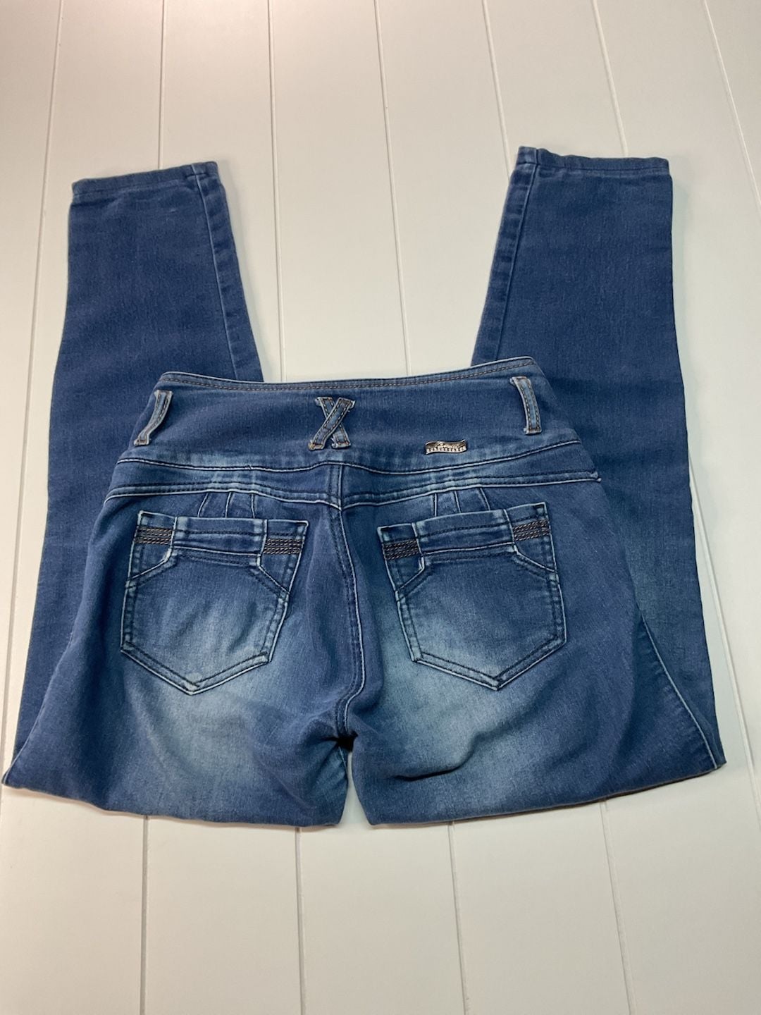 Brussi Skinny Jeans Size 10 Blue High Waisted Butt Lift Denim 11
