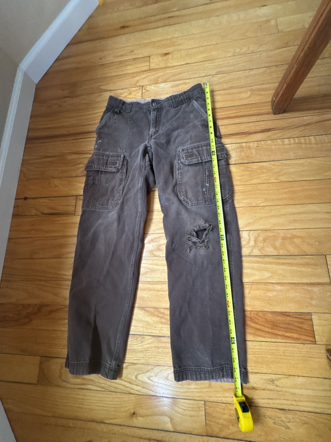 Duluth Trading Co Cargo Work Pants Size 33x34 Brown Distressed Workwear Menswear Utility 5