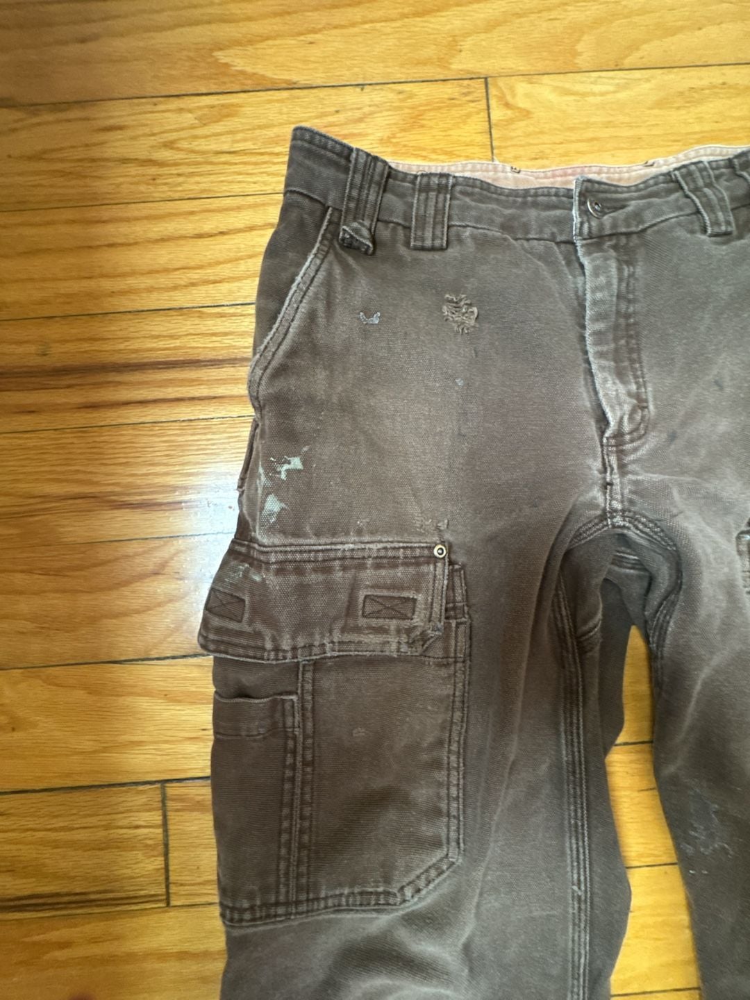 Duluth Trading Co Cargo Work Pants Size 33x34 Brown Distressed Workwear Menswear Utility 11