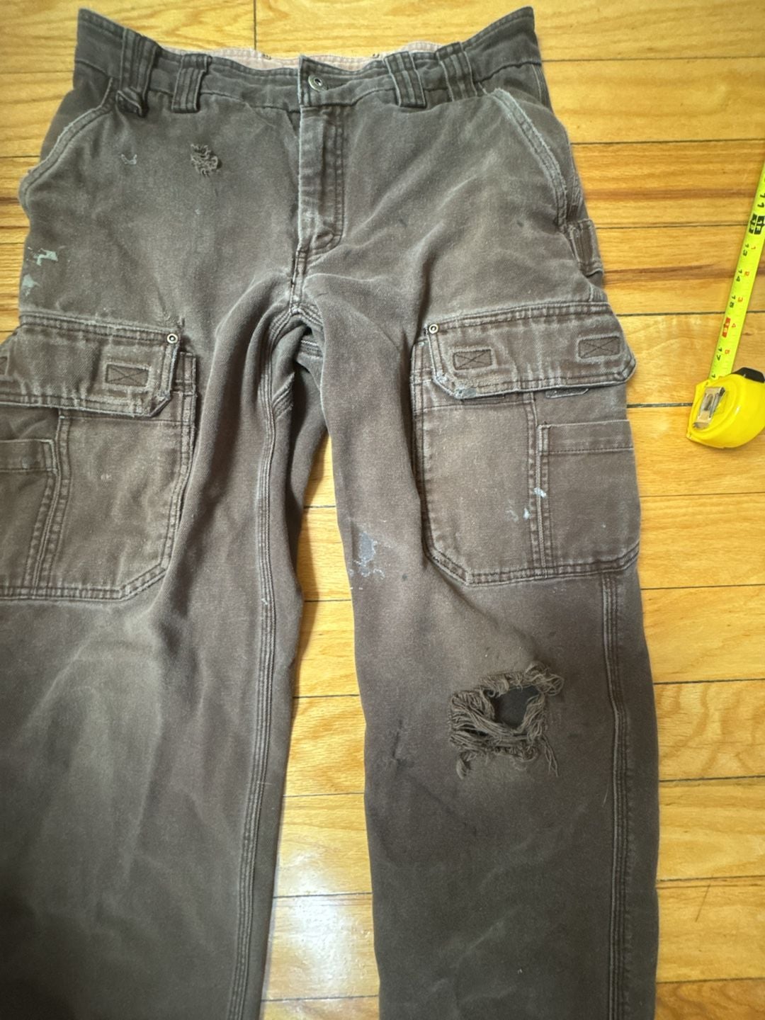Duluth Trading Co Cargo Work Pants Size 33x34 Brown Distressed Workwear Menswear Utility 12