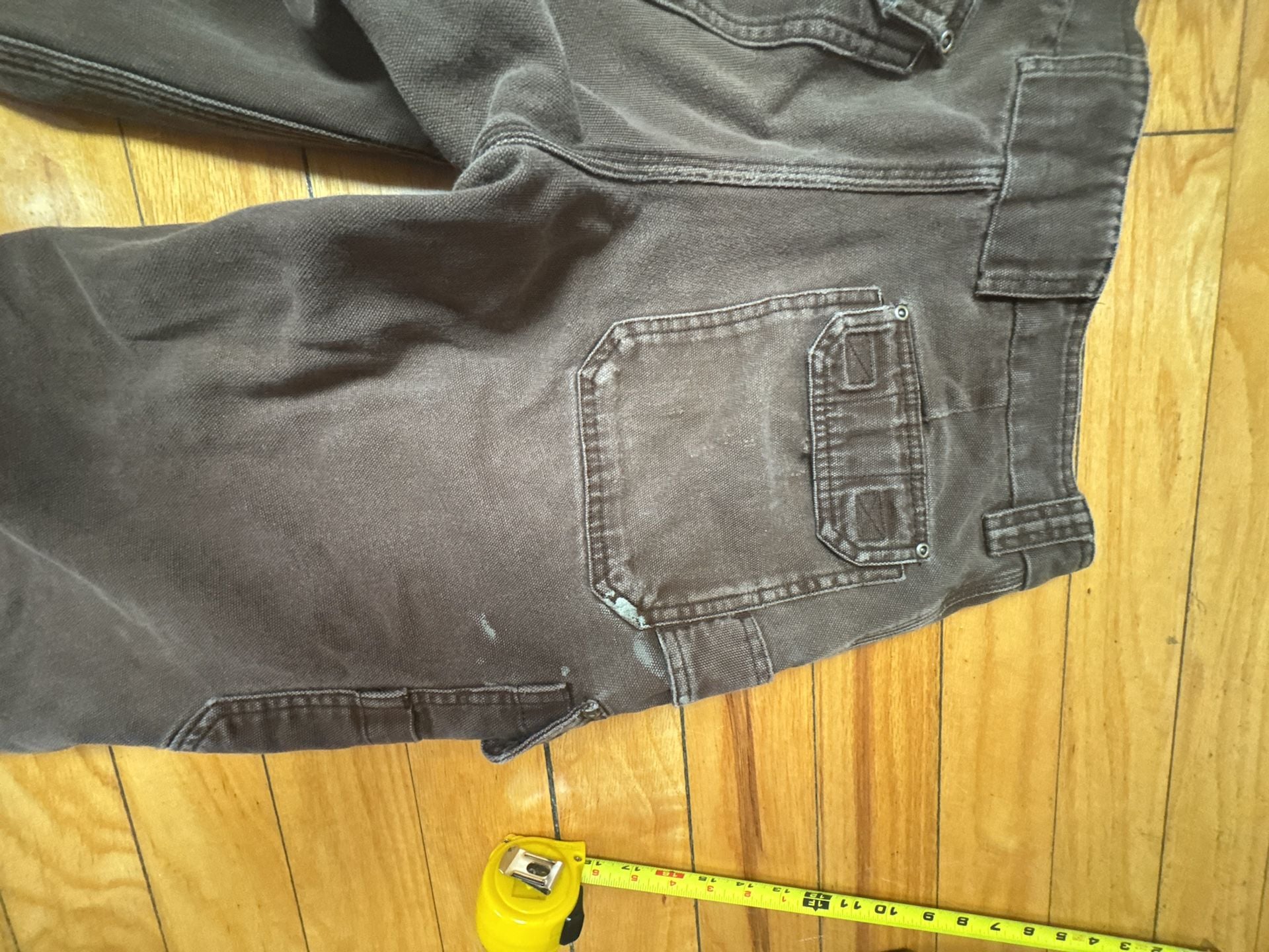 Duluth Trading Co Cargo Work Pants Size 33x34 Brown Distressed Workwear Menswear Utility 13