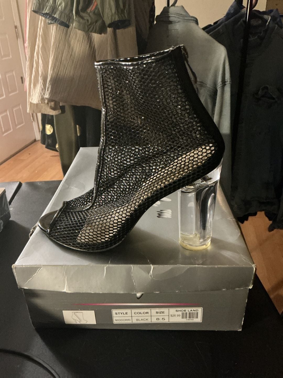 AeroStyle Middorri Mesh Clear Heel Booties Size 8.5 Black 2