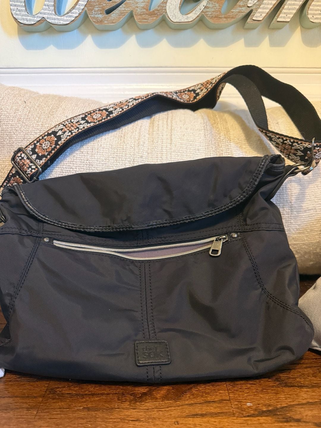 The Sak Esperato Nylon Crossbody Bag Black Patterned Strap 2