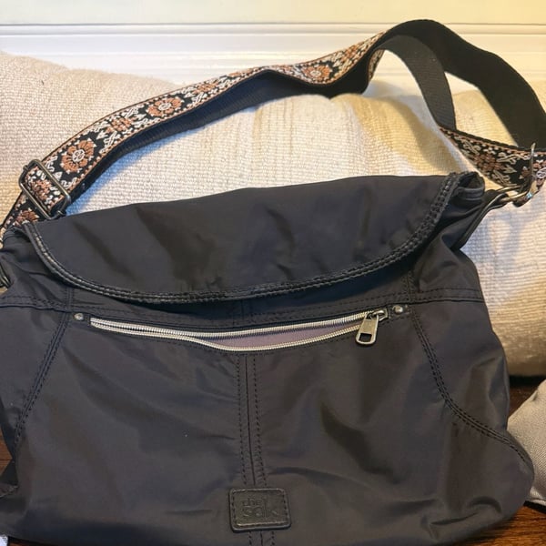 The Sak Esperato Nylon Crossbody Bag Black Patterned Strap