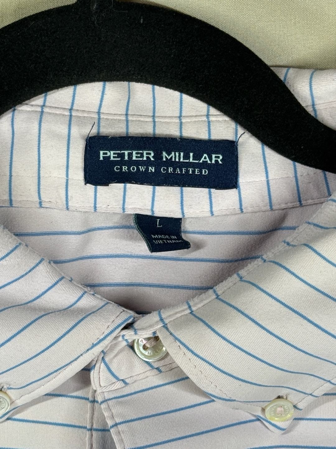 Peter Millar Crown Crafted Polo Shirt Size L Striped Golf 3