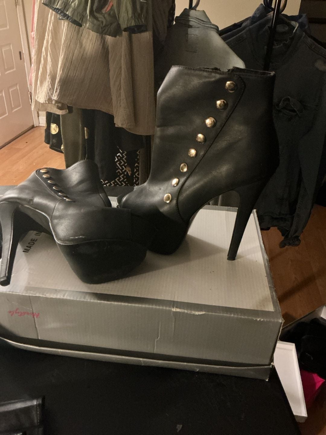 Herstyle Middori Black Peep Toe Platform Stiletto Booties 8.5 4