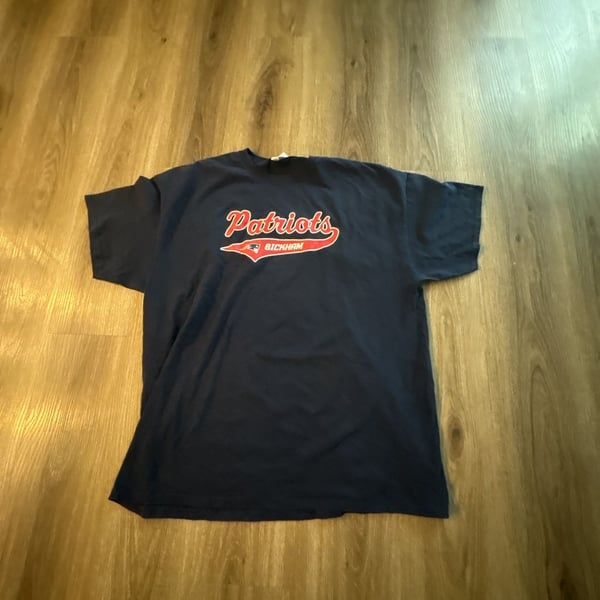 Jerzees New England Patriots T-Shirt Size 2XL Navy Blue Bickham