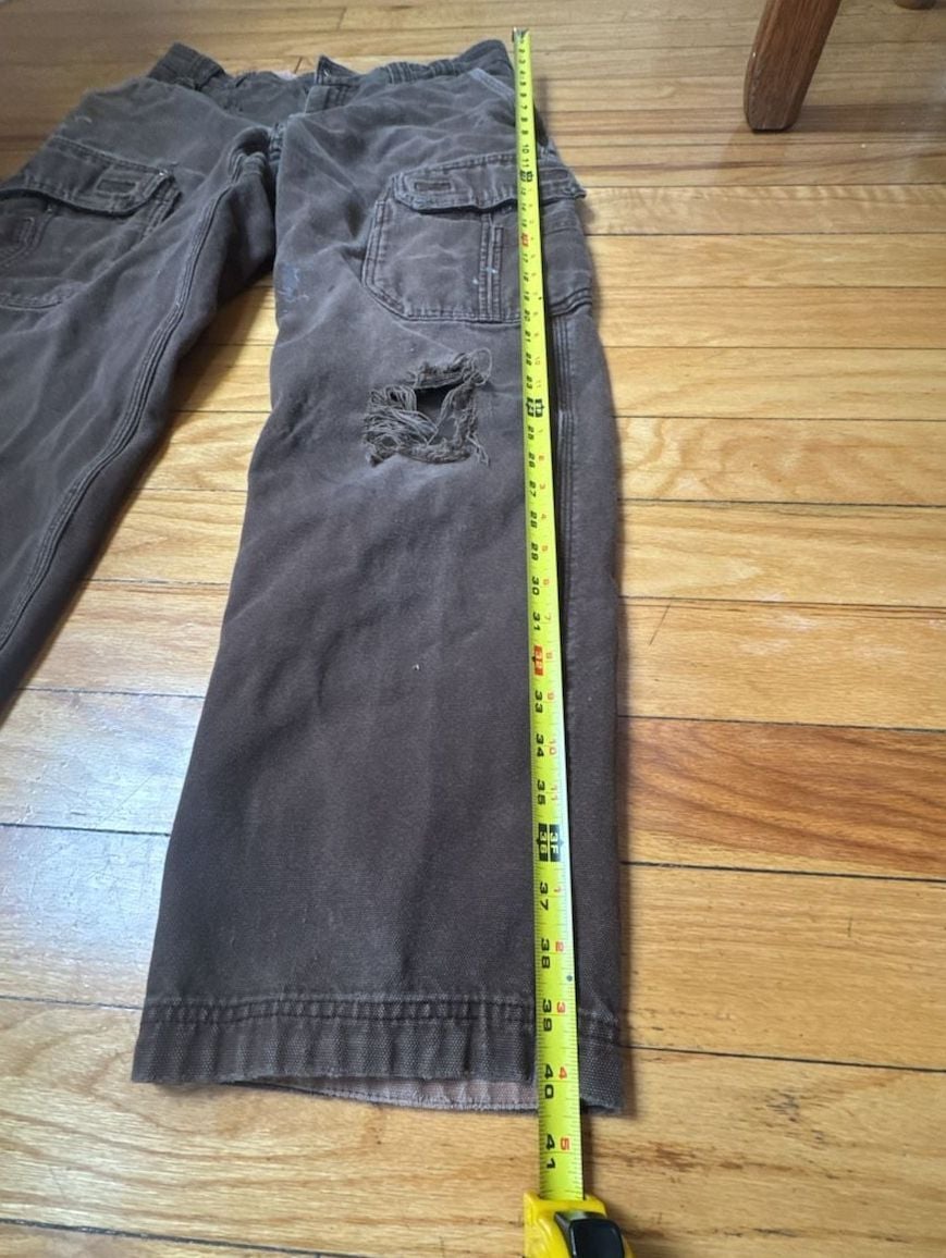 Duluth Trading Co Cargo Work Pants Size 33x34 Brown Distressed Workwear Menswear Utility 6