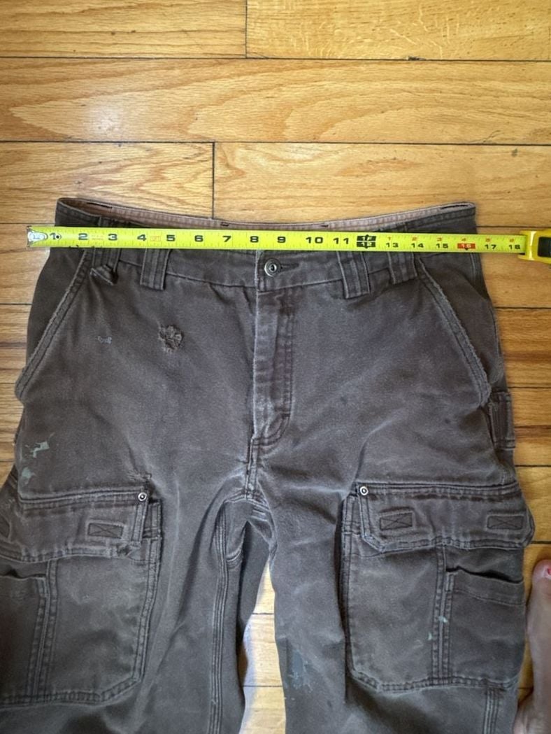 Duluth Trading Co Cargo Work Pants Size 33x34 Brown Distressed Workwear Menswear Utility 9