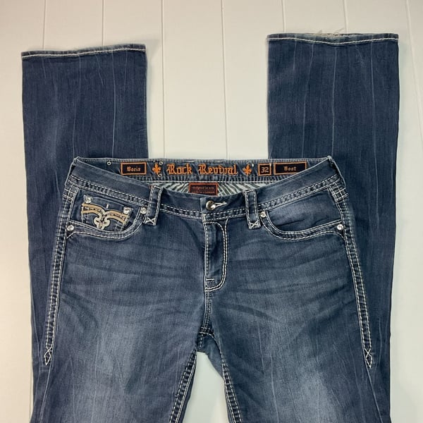 Rock Revival Boris Boot Jeans Size 32 Blue Denim
