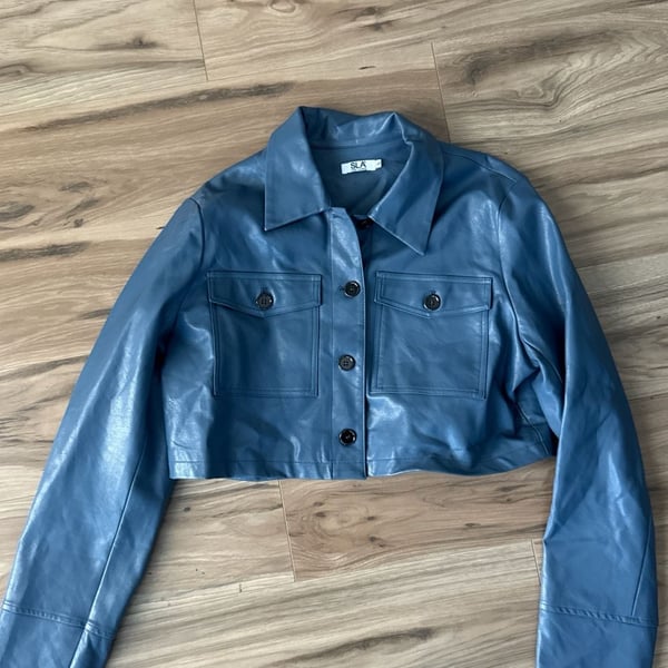 SLA The Label Crop Leather Jacket Size S
