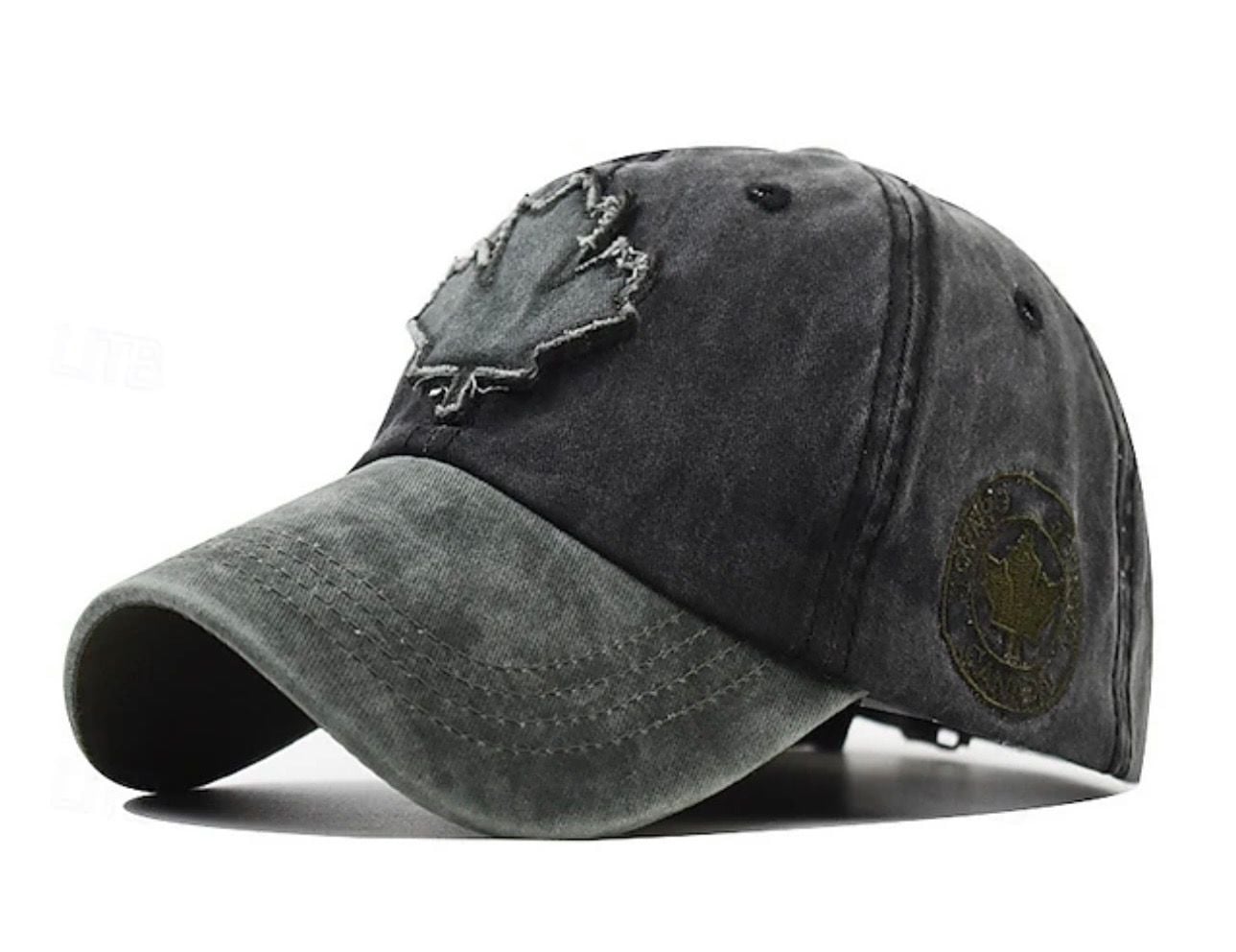 Canada Maple Leaf Baseball Cap Black Washed Cotton Dad Hat 2