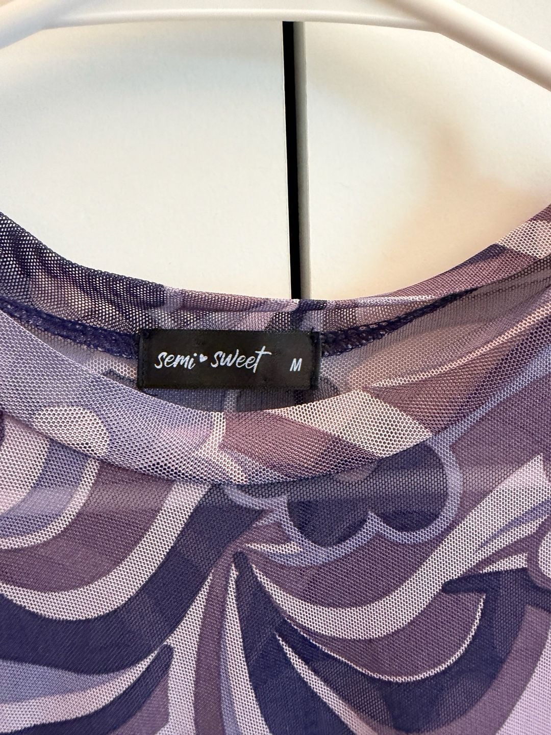 Semi Sweet Mesh Top Purple Floral Swirl Y2K 4