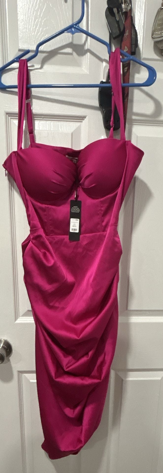 Fashion Nova With Love Satin Midi Dress Magenta 5