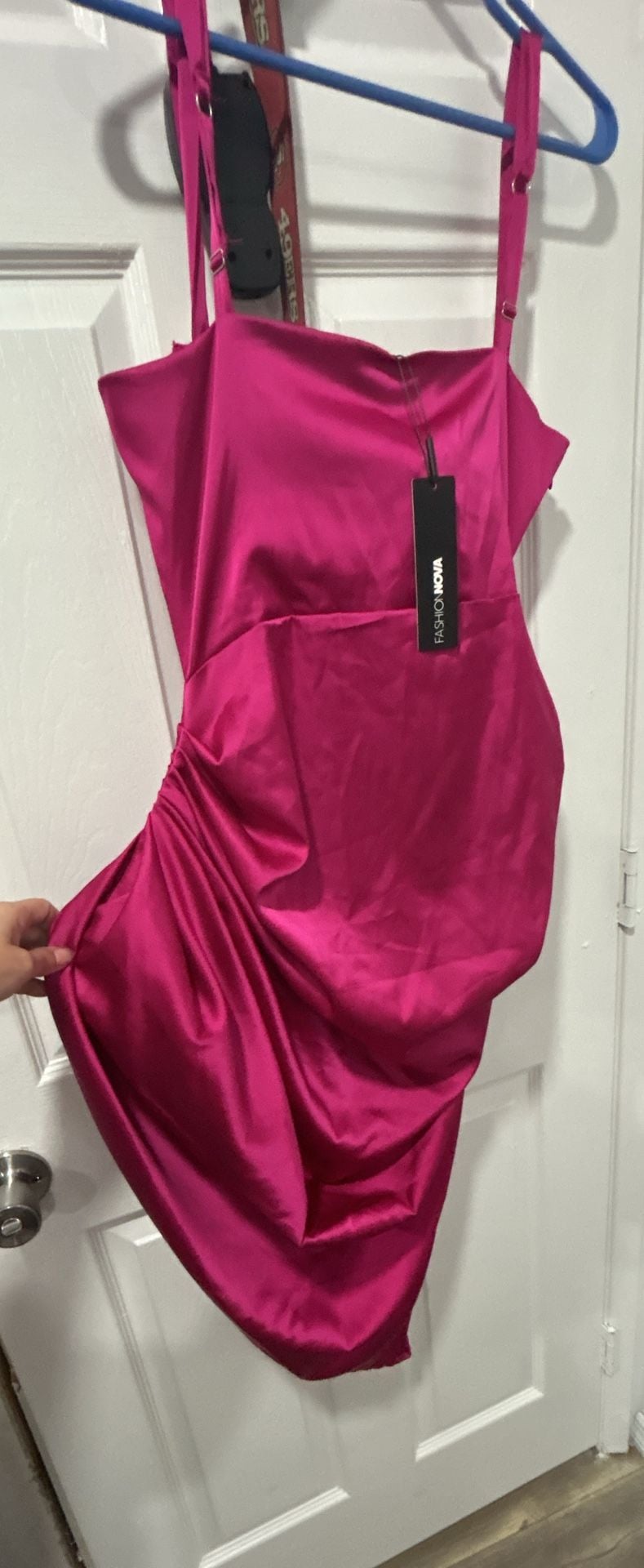 Fashion Nova With Love Satin Midi Dress Magenta 6