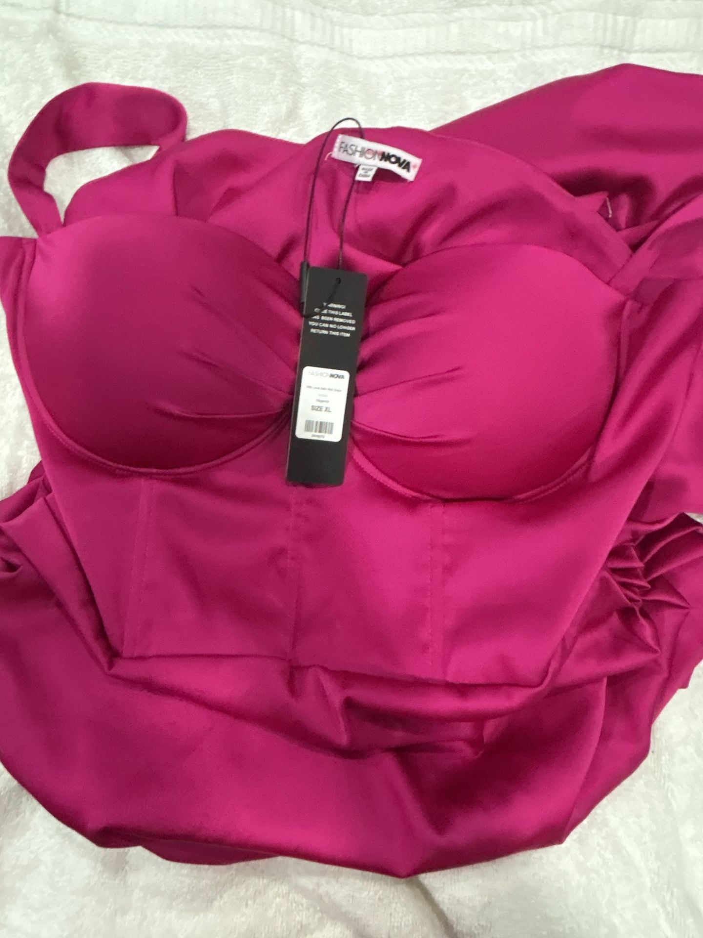 Fashion Nova With Love Satin Midi Dress Magenta 4