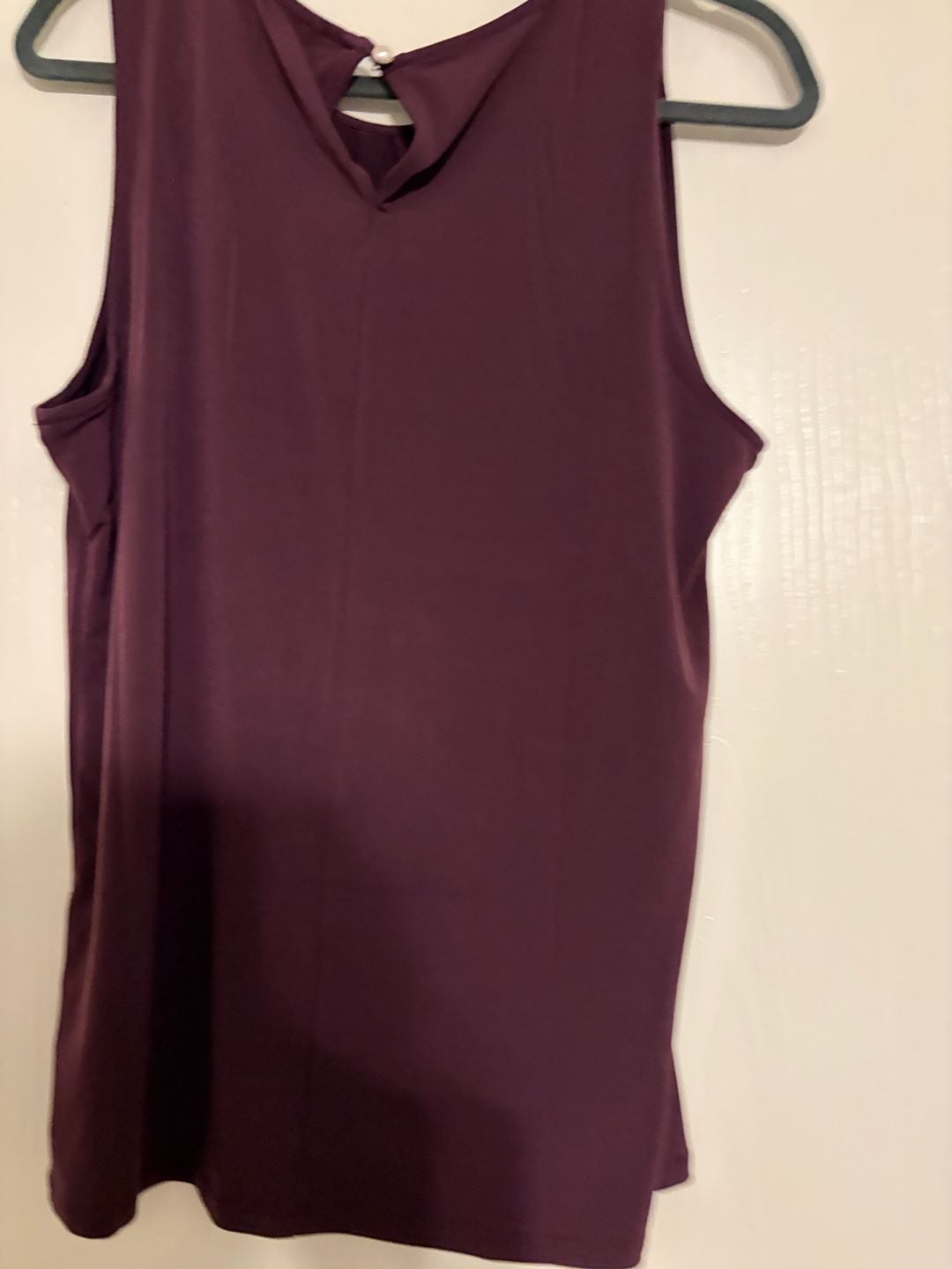 Zenana Blouse Size 1X Plum Purple Pleated Keyhole Back Sleeveless Top 5