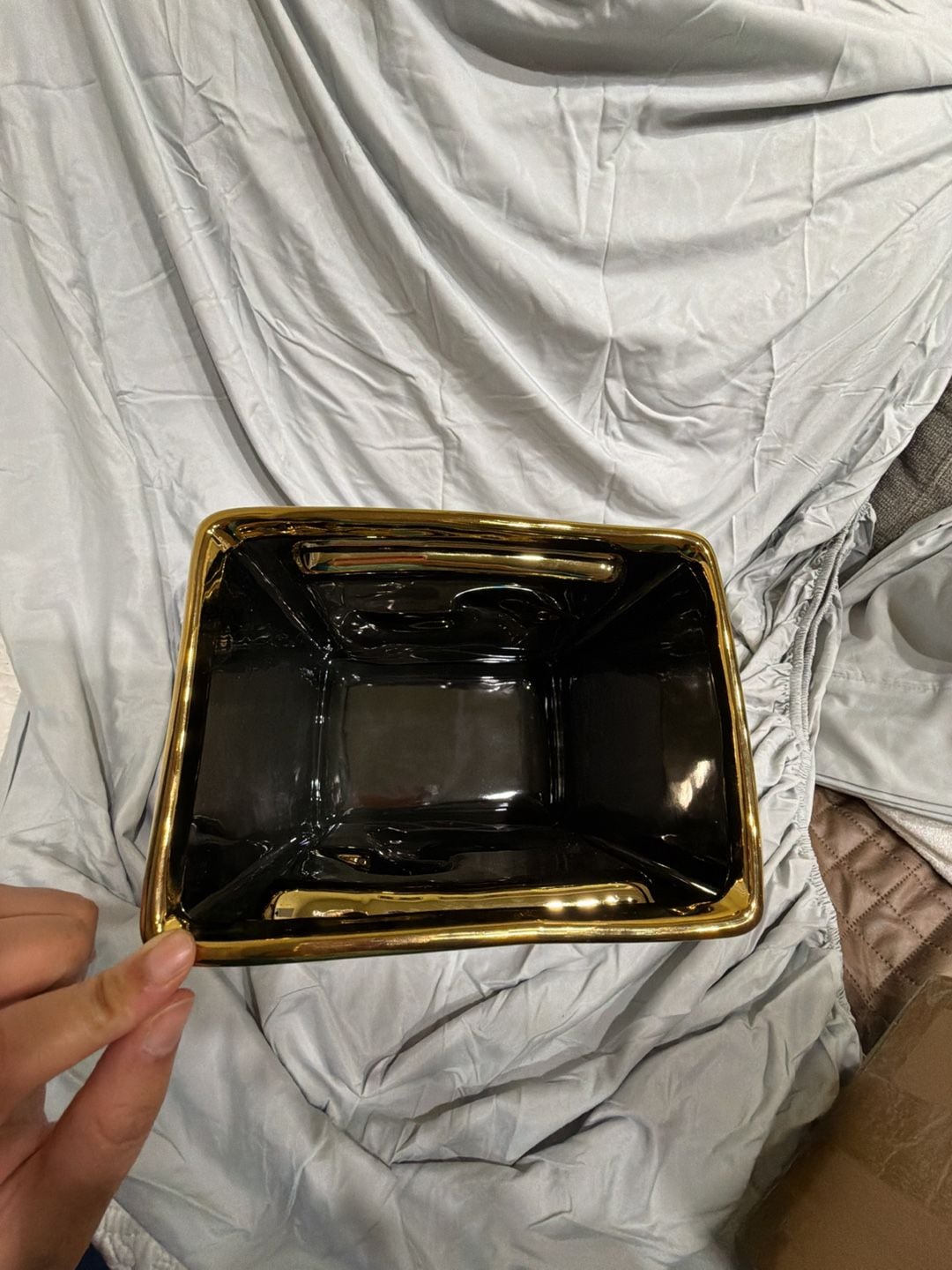 Gold Ceramic Planter Square Duck Design 2