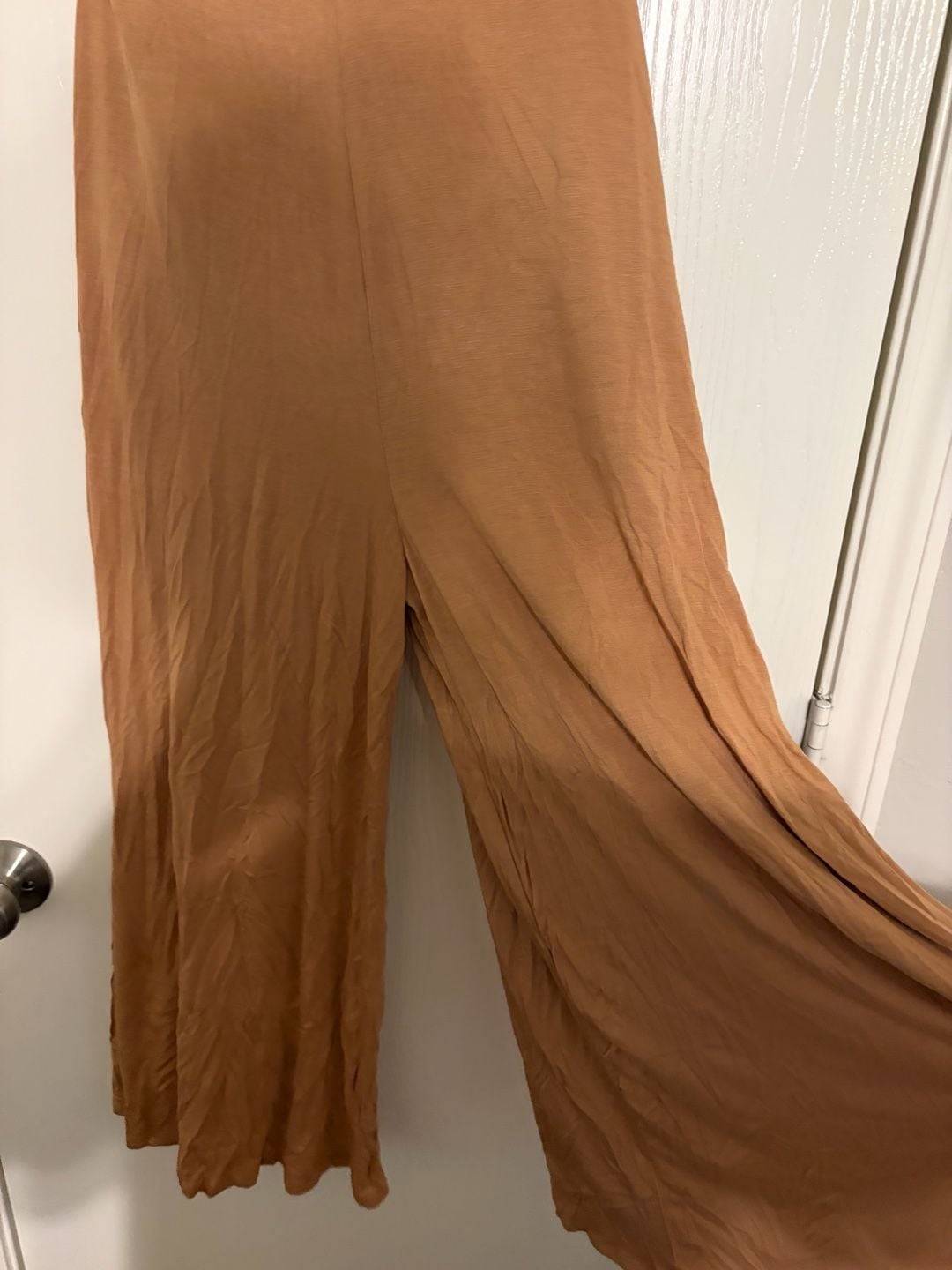 Zenana V-Neck Sleeveless Jumpsuit Size L Tan Brown 3