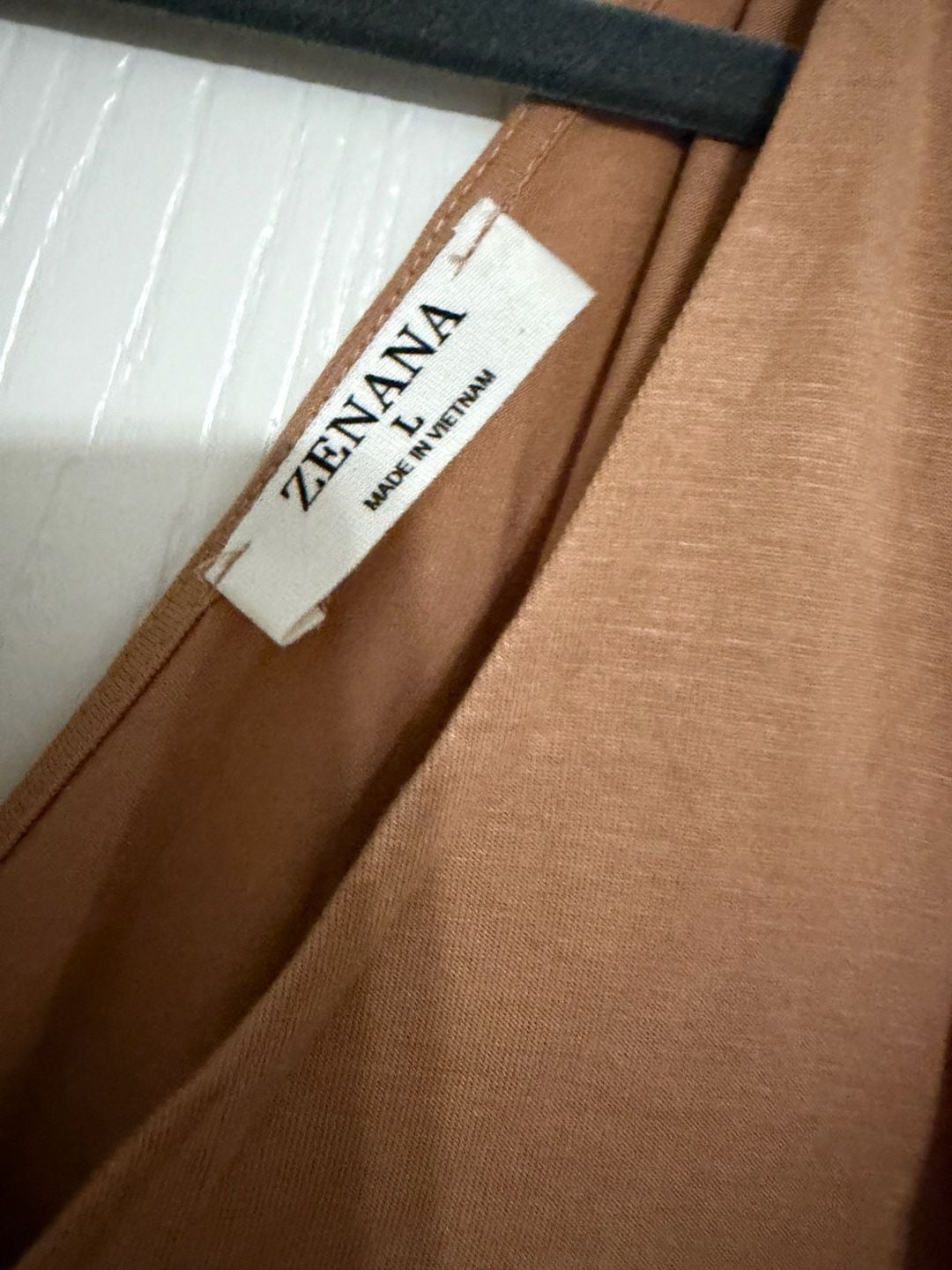 Zenana V-Neck Sleeveless Jumpsuit Size L Tan Brown 4