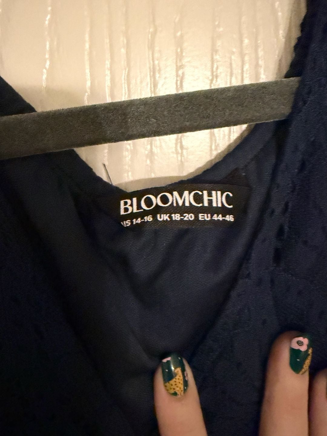 BloomChic Romper Size US 14-16 Navy Blue Lace Pom Pom Trim V-Neck Shorts 5