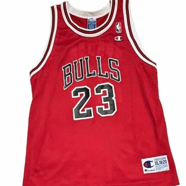 Champion Chicago Bulls Michael Jordan 23 Jersey Size XL18-20. Rare and hard to find.