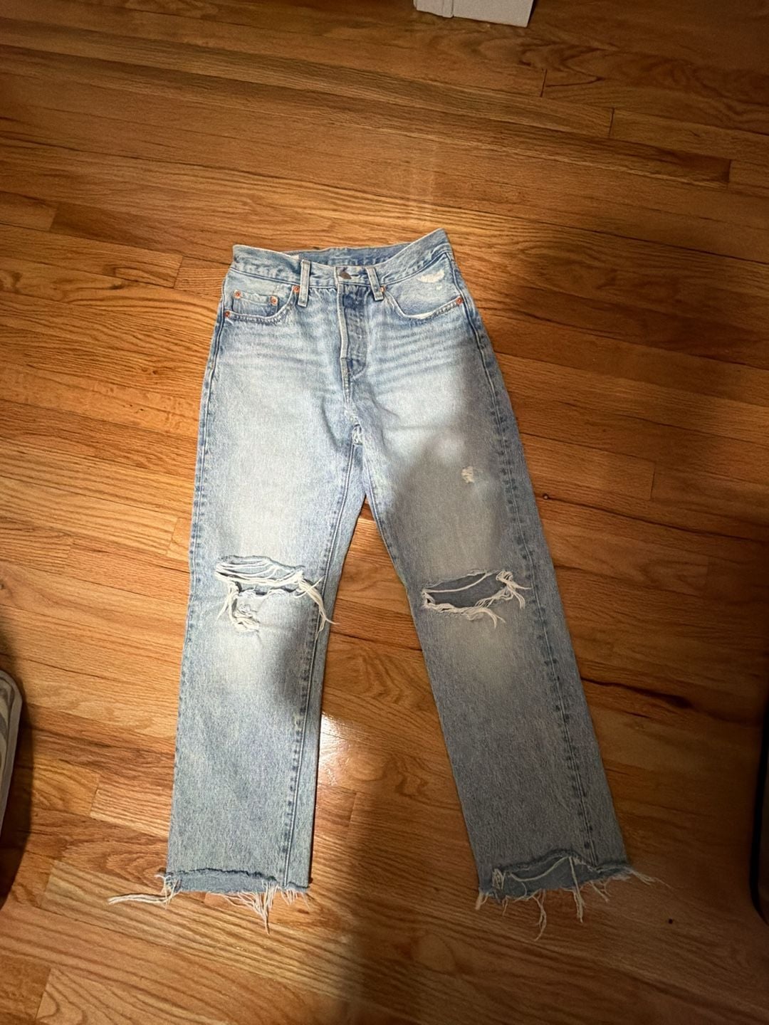 Levi's 501 Premium Light Wash Denim Jeans Size 24 2