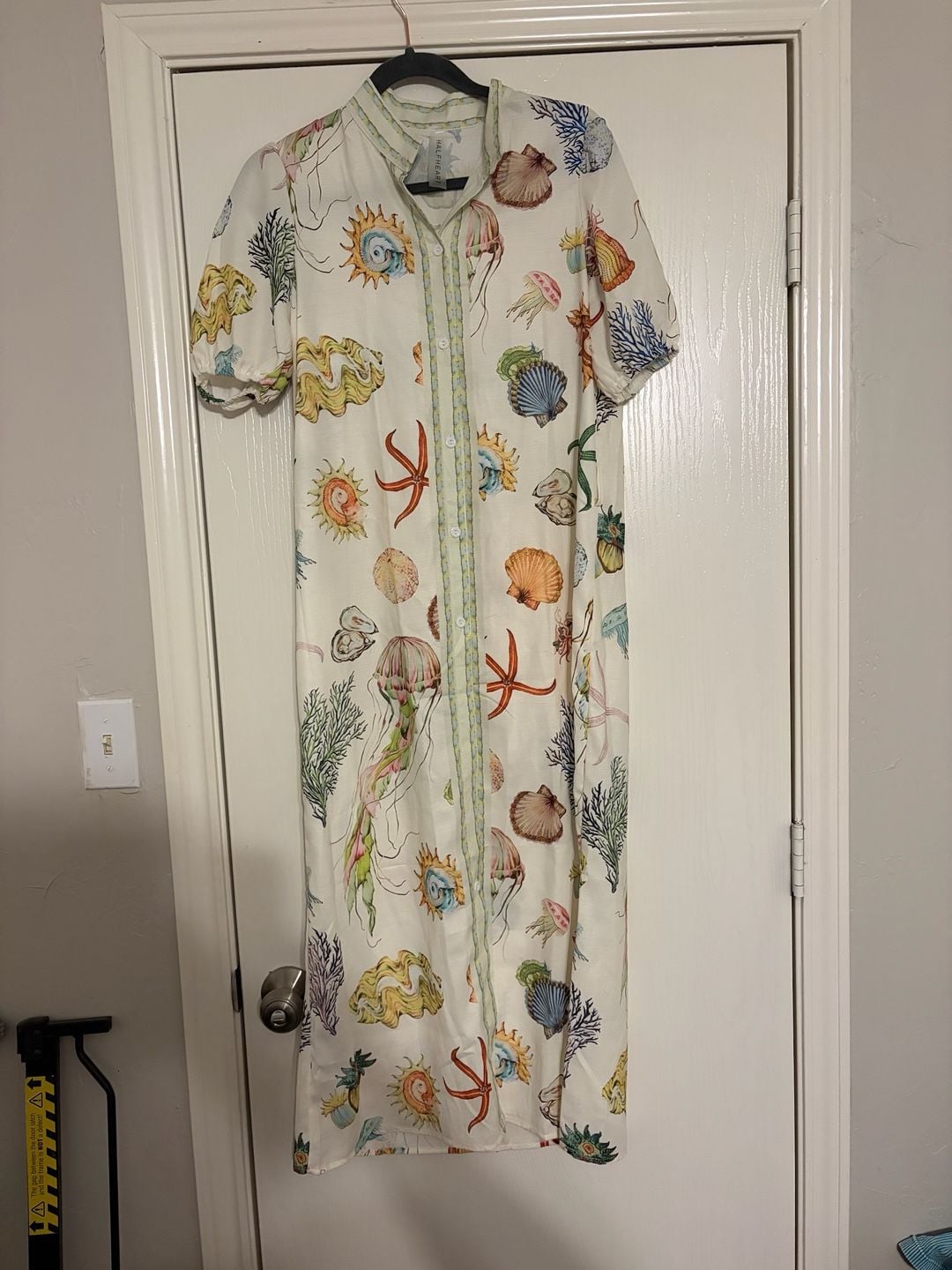 Halfheart Sea Life Print Shirt Dress Size S Maxi CD0914A 2