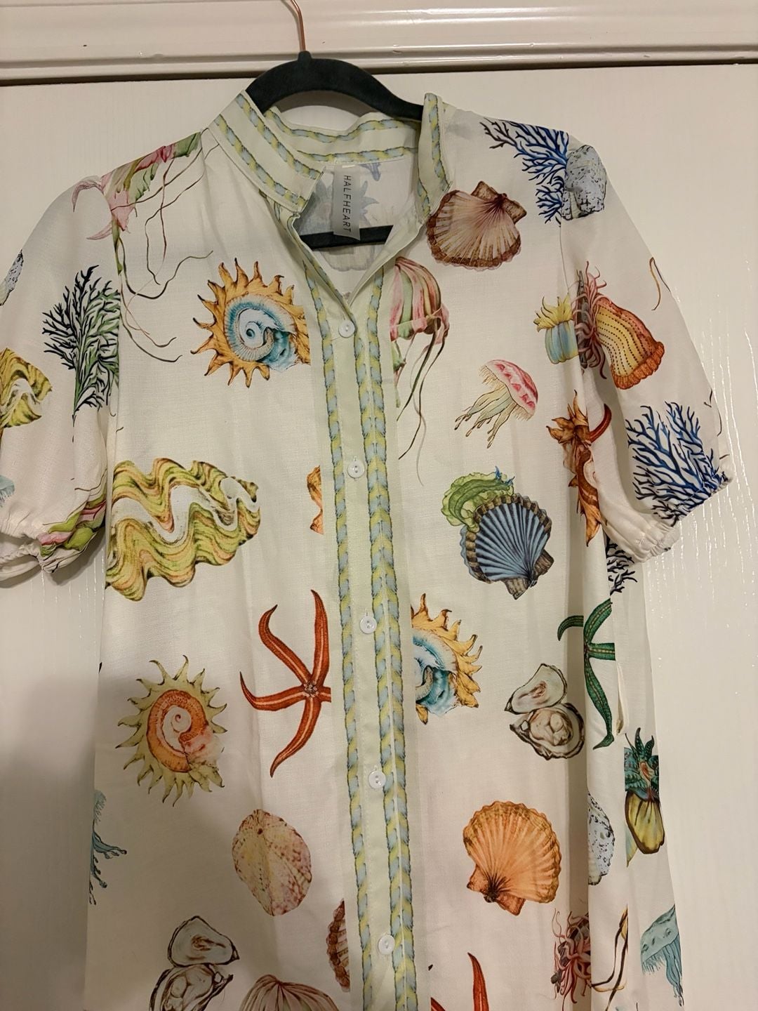 Halfheart Sea Life Print Shirt Dress Size S Maxi CD0914A 3