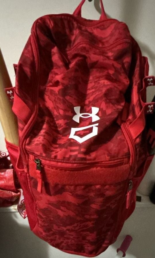 Under Armour Red Digital Camo Player Baseball Softball Backpack 2
