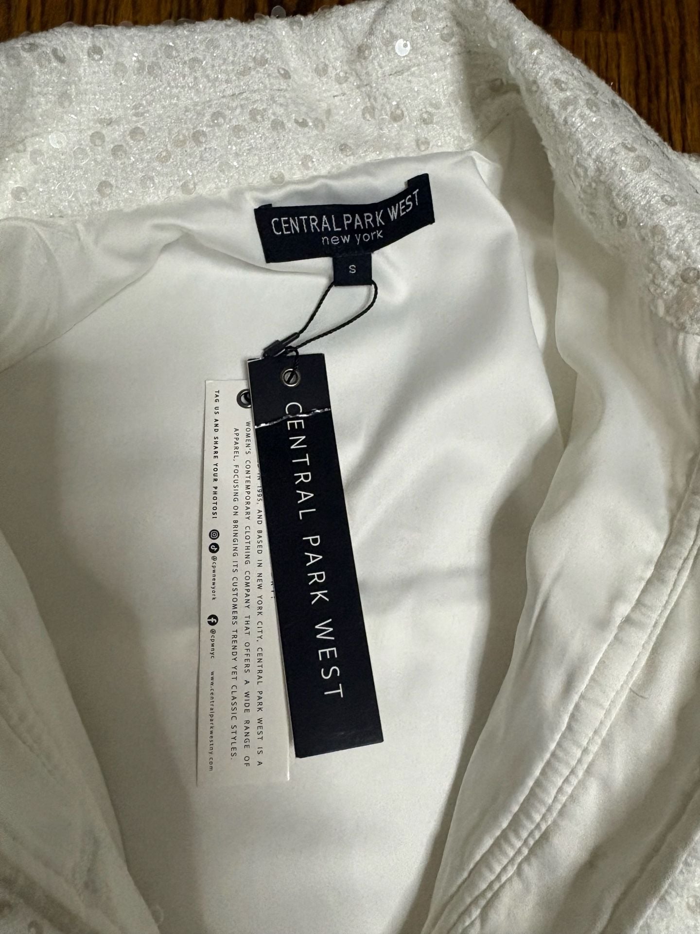 Central Park West Sequin Jacket Size S White 5