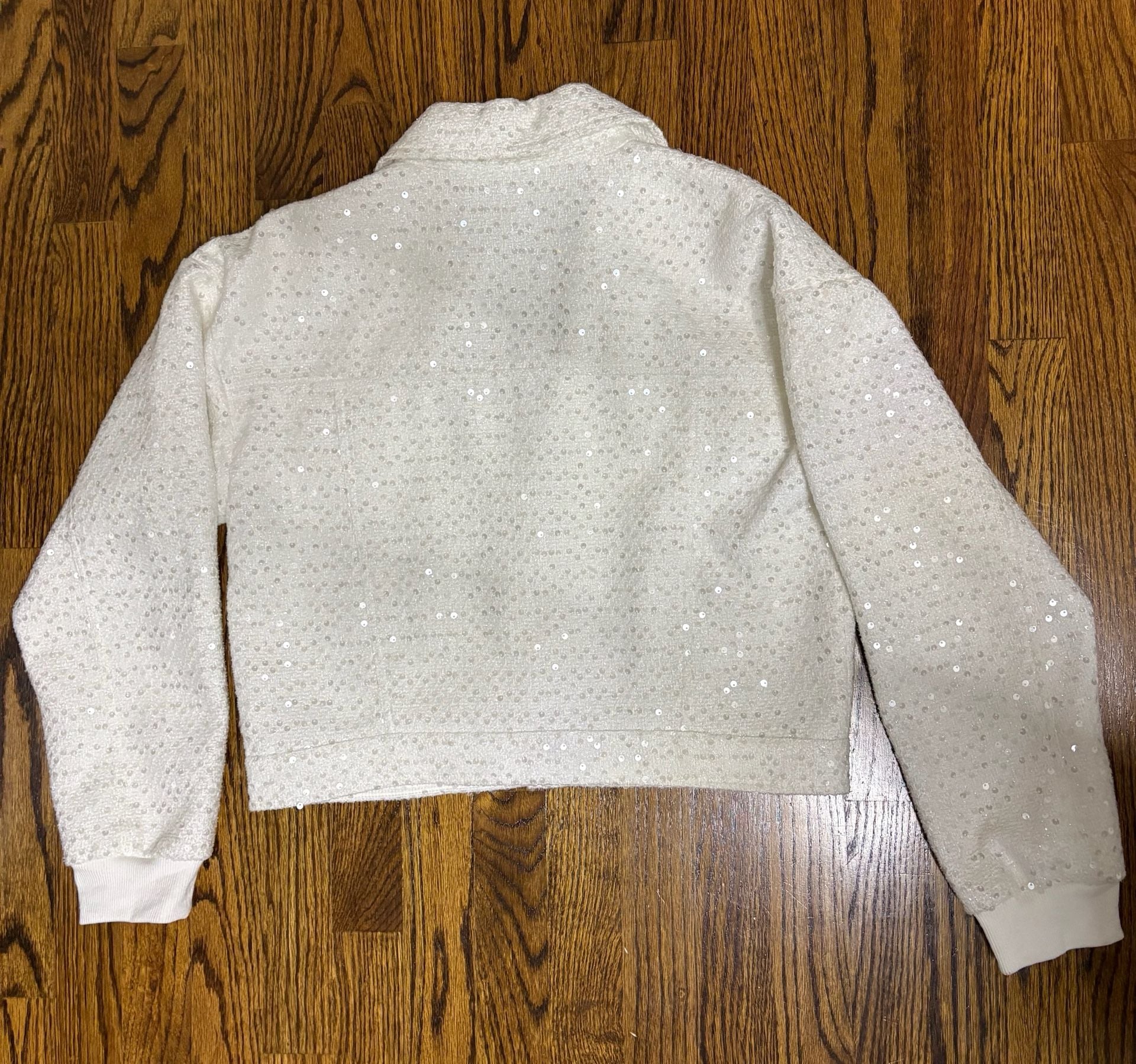 Central Park West Sequin Jacket Size S White 6