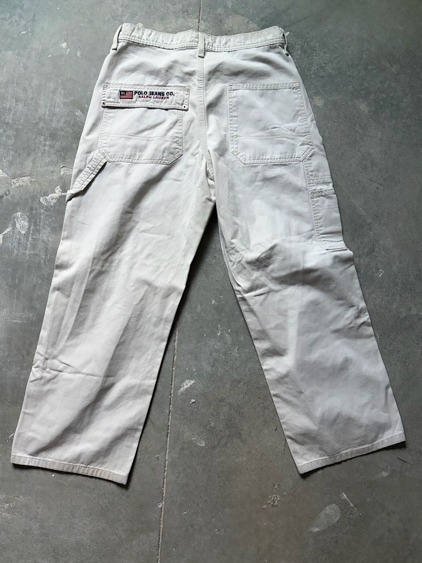 Polo Jeans Co. Ralph Lauren Carpenter Pants Cream Utility Workwear 5