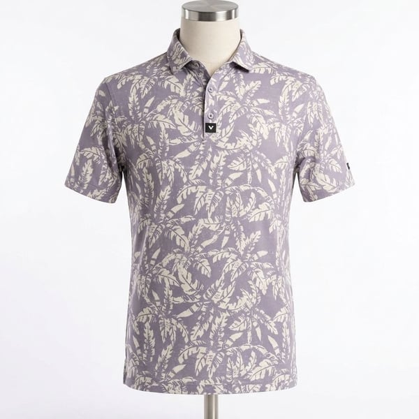 Bad Birdie Men's Palm Leaf Botanical Print Performance Golf Polo Shirt XL 1204